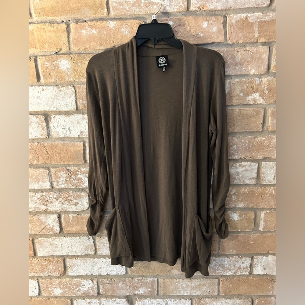 Bobeau Taupe Knit Cardigan
